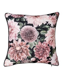 Pudebetræk Dahlia Blomstret Sort