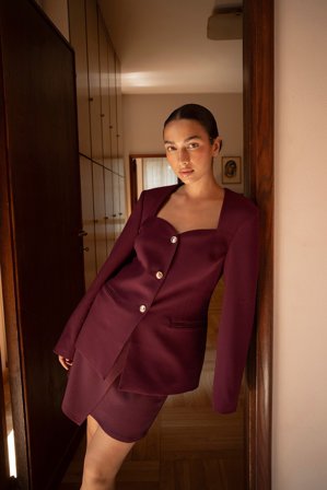 NA-KD Mini Overlap Skirt - Slå-om-nederdele - Burgundy - EU 40