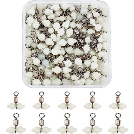 100 Stykker 2 Størrelser 3-Vejs Krydsfiskesvirvler med Lysende, ZQKLA