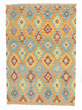 Tapis Kilim Afghan Old Style 109X153 Orange/Vert (Laine, Afghanistan)