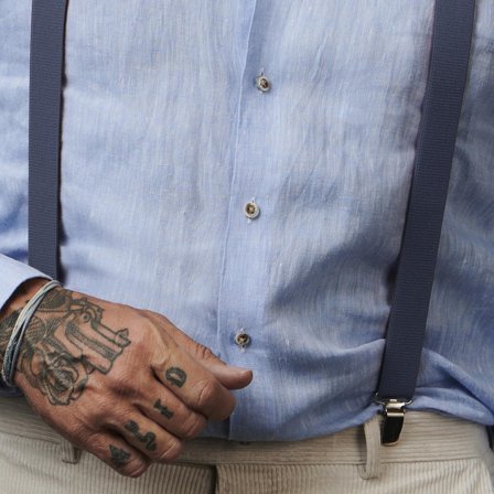 Bretele înguste albastru azuriu pentru bărbați - Bretele cu clips