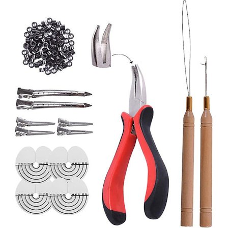 Silikon Mikro Extension Kit For Hår Og Fjær Extensions(svart)