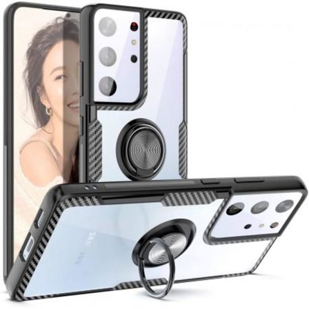 Samsung S21 Ultra Praktisk Stöttåligt Skal med Ringhållare V4