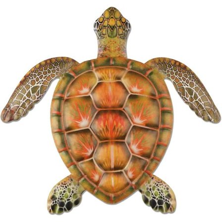 WABJTAM Metalli Schildkröte Wand Dekor Schildkröte Wand Kunst für Zuhause Schlafzimmer Wohnzimmer Büro Garten Zäune Aquarium Ozean Wand Dekor, Orange