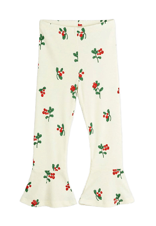 Mini Rodini Lingonberries flared trousers Byxor Unisex Vit 128/134