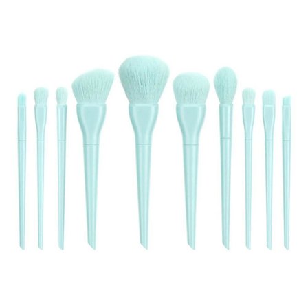 Uppsättning av 10 godisfärgade sminkborstar