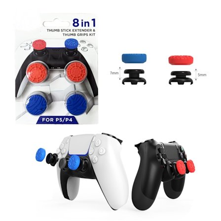 Tumgrepp för PS4 & PS5, 4 par/8 st ersättningssilikontumgrepp, joystick-skyddskåpa för PS4 & PS5-kontroller