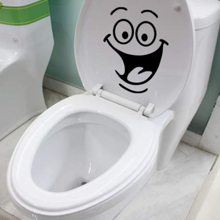 Smiley-klistremerke, morsomt veggklistremerke for toalett, bad, kjøkken, PVC, 1 farge, én størrelse