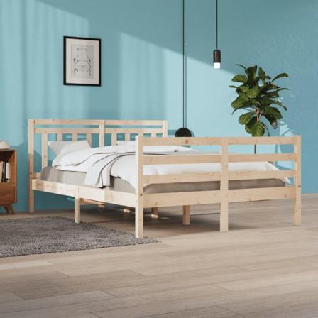 Vidaxl Sängram Massivt Trä 140x190 Cm Brun