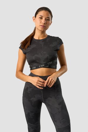 ICANIWILL - Ultimate Training Cropped T-shirt Black Camo- Træningstrøje - Damer - Træningstøj fra ICIW