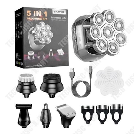 Elektrisk rakapparat - TECH DISCOUNT - Multifunktionell - Rotationshuvud - LCD-display - Vattentät