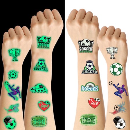 20 Ark Fodboldtatoveringer til Børn, Lysende Fodboldtatoveringer til Drenge, Midlertidige Tatoveringer til Børnefest, Fodboldfest