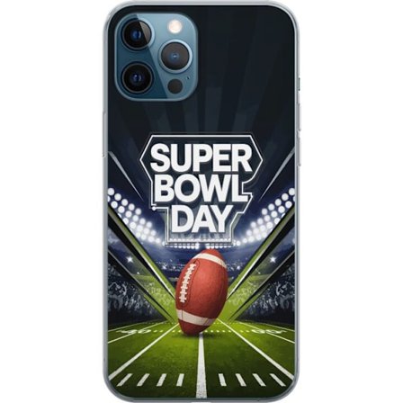 Kompatibel Mobilcover til Apple iPhone 12 Pro Super Bowl Day plakat med amerikansk fodbold på oplyst arena i dramatisk sportsdesign