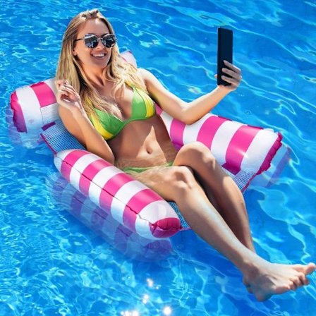 Luftmadrass for bassenget, bassengleke vannhengekøye 4-i-1 vannleke bassengtilbehør, oppblåsbar luftmadrass vannhengekøye for madrasser-tfrf