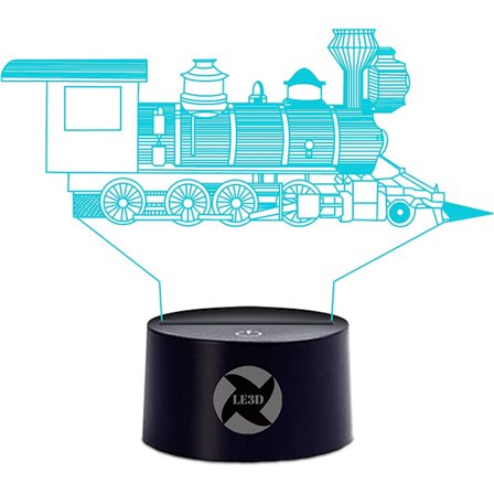 3D optisk illusionsnattlampa - 7 LED-färgförändrande lampa