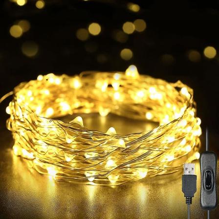 Syksyn promootio, USB Led merkkijono valot Kuparilanka Fairy Lights Itsenäinen kytkin 12 metriä 120 valoa lämmin valkoinen merkkijono
