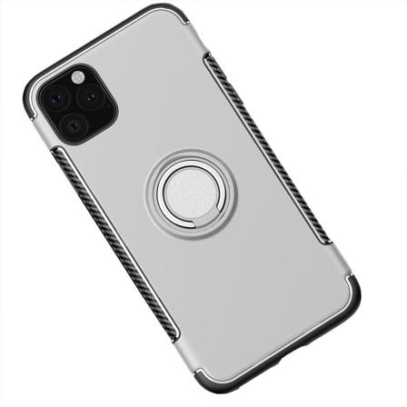 Iphone 12 Pro Max - Praktiskt Stilrent Skal Med Ringhållare Silver