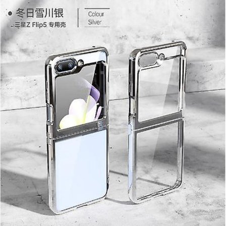 Genomskinligt fodral kompatibelt med Samsung Galaxy Z Flip 5 med externt skärmskydd Z Flip 5-fodral