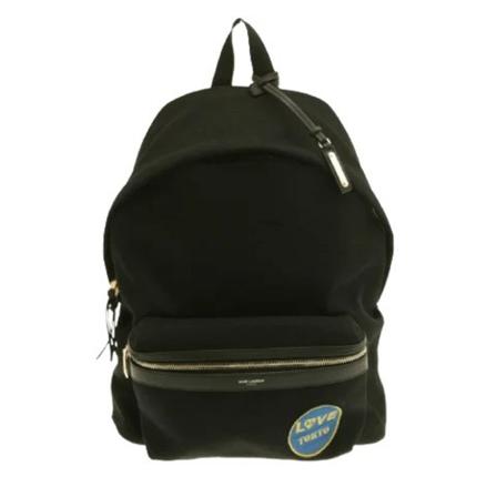 Saint Laurent Vintage, Pre-owned Cotton backpacks Zwart, Dames, Maat:ONE Size,leather