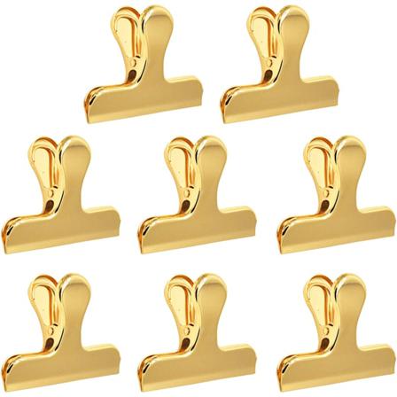 Set Med 8 Väskclips I Kraftigt Rostfritt Stål, 3 X 2,4 Tum Guld