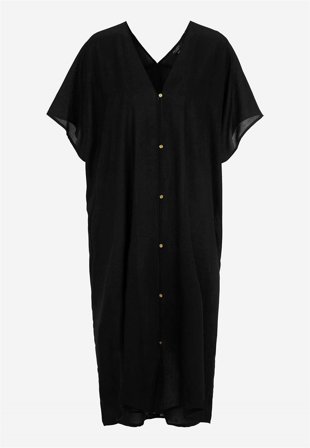 Cellbes of Sweden - Strandkaftan med knapper i sort til damer i størrelse 42/48