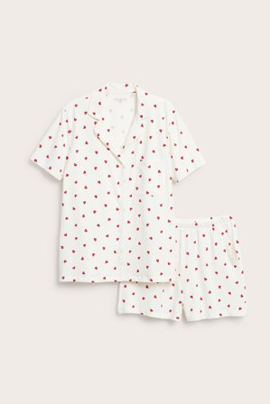 Kappahl | Pyjamas med hjärtan dam Offwhite M | Offwhite