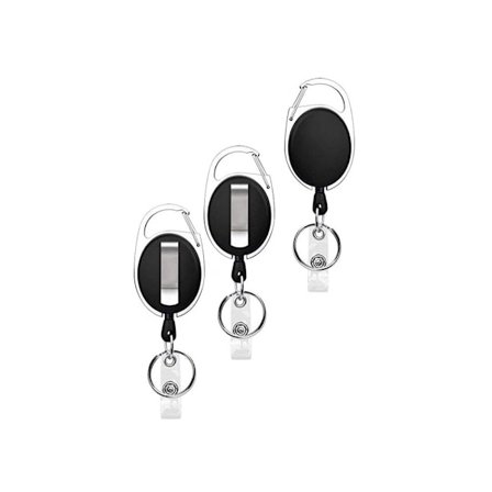 Tredelad svart oval ryggklämma nylon dragsko teleskopnyckel