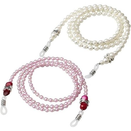 2 stk. Brillekæder Holder Perlebesat Brillesnor