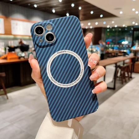 iPhone 11 Pro Max Magnetisk telefoncover i kulfiber - Marineblå 11Promax