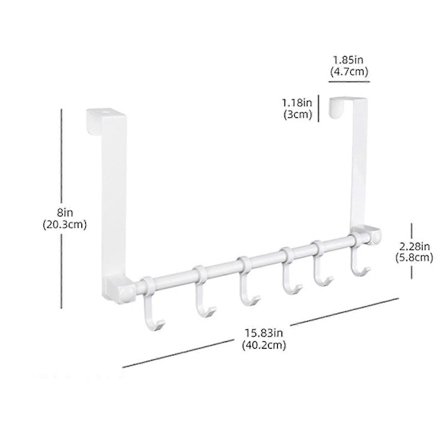 Krokar för dörren, handdukshängare för dörren med 6 justerbara krokar för upphängning av tunga jackor/handdukar