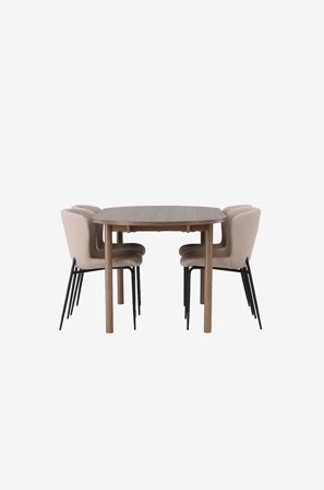 Venture Home - Spisegruppe Andy med 4 stk stoler Modesto - Beige - Spisegrupper - Fra Homeroom
