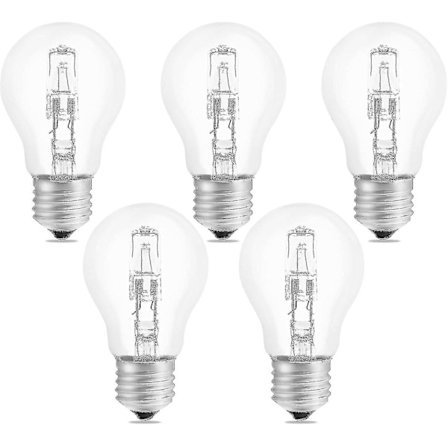 Halogenpære E27 A55 42w Dæmpbar, Ac220-240v, 650lm Varm Hvid 2700k, Transparent E27 Halogen Globepære, 5-pak (xq)_Billige gaver
