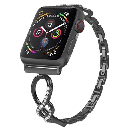 Apple Watch Series 8 (45 mm) / Watch Ultra handledsarmband med strassdekor - Svart