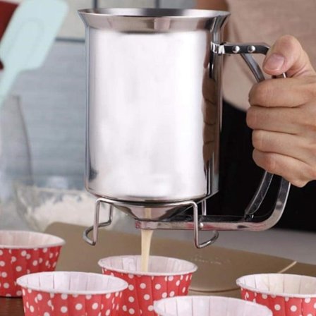 Qqdd Batterdispenser i rustfritt stål, profesjonell battertrakt, kjøkkenverktøy kompatibelt med baking av kaker