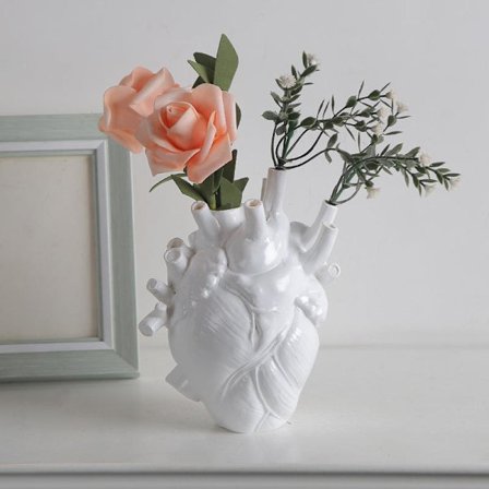 Hvid hjerteformet blomster vase harpiks vase tørrede blomster vaser potter kropsskulptur desktop ornamenter blomsterpotte hjem indretning 