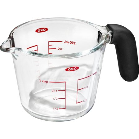 Oxo Målebæger 0,25 liter, glas - Sort, rød, klar | KitchenOne