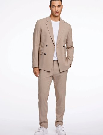 Lindbergh Plain Db Mens Suit - Normal Length - Beige - 56