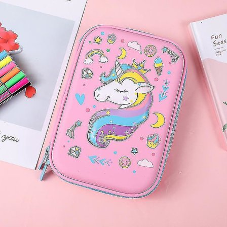 Unicorn Gaver Til Jenter - Søtt Stort Hardtop Penal Med Rom - Skoleutstyr Organizer Skrivesaker Boks Glidelåspose