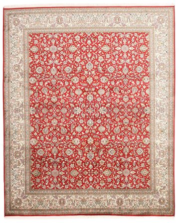 Kashmir Pure Silk Rug Oriental Beige/Red (Silk, India)