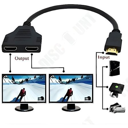 HDMI-fördelare - TD - 1 hane till 2 honor - 2 portar - Svart - Kabeladapter