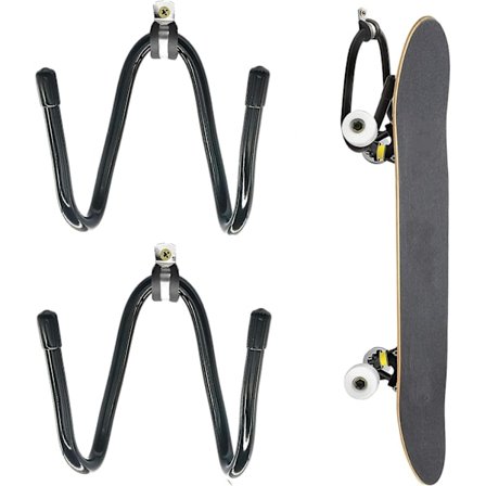 2 stk. skateboard vægbeslag, justerbart skateboard vægholder stativ opbevaring display med skruer, sort krog holder til skateboard, guitar, headset, 