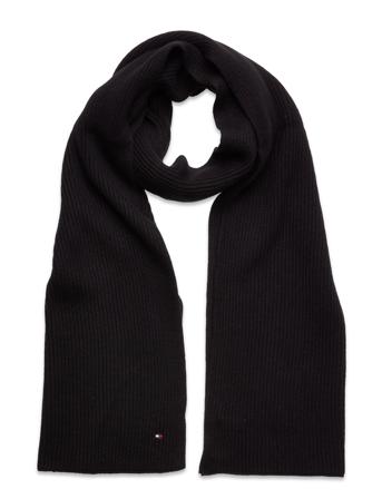 Essential Flag Knit Scarf Accessories Scarves Winter Scarves Svart Tommy Hilfiger