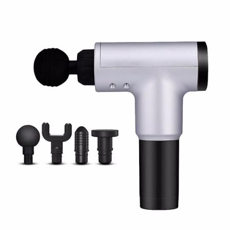 Handhållen elektrisk perkussionsmuskelmassager Led-massager för rygg nacke axel djup vävnad smärtlindring, super tyst. (silver)