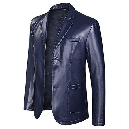 Miesten rento lovikaulus, 2 napin kapea keinonahkatakki bleiseri