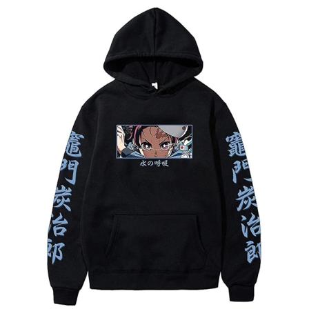 Demon Slayer printed huvtröja med framficka Japansk anime-relaterad PDA9397 L