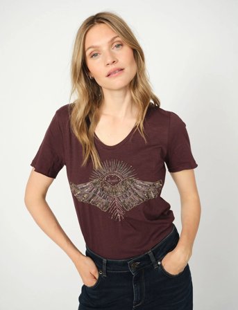 MOS MOSH Mmnadine O-Ss Deco Tee - Burgundy - M
