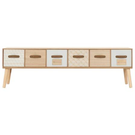 Vidaxl Tv-bänk Med 6 Lådor 130x30x40 Cm Massiv Furu Brun