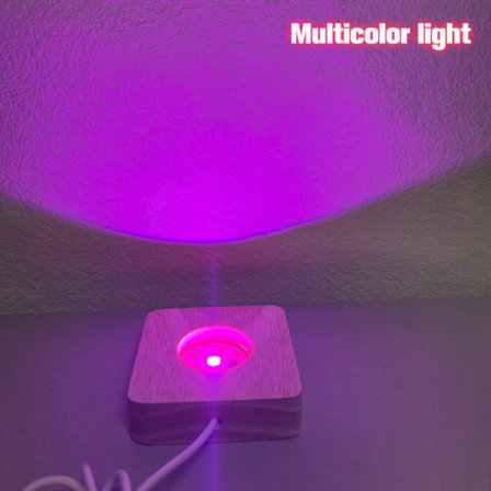 LED-lysdisplay i tre, base for krystallglass, kunstpynt i harpiks, flerfarget lys