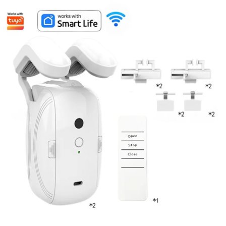 Smart Automatisk Gardinåbner, Fjernbetjening med App/Timer/Stemme, med T/U/Rom Stang, WiFi Bluetooth Automatisk Lyssensor