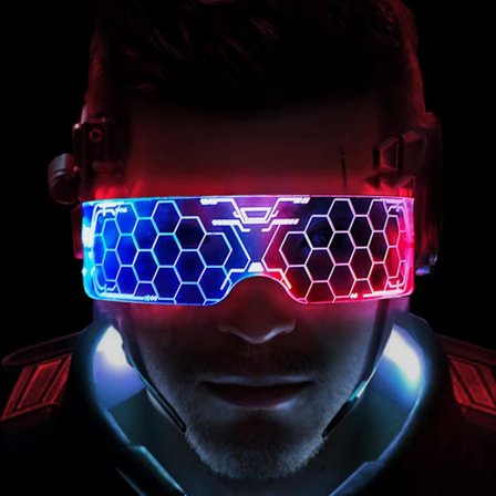 Cyberpunk LED-lys opp briller, futuristiske LED-visirbriller elektroniske visirbriller perfekte for cosplay-festivaler fest nattklubb, DJ, musikk, 